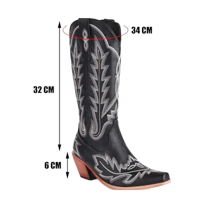 Loretta Cowgirl Boots - Resistant PU leather | Elegance & Stability - Yehaw