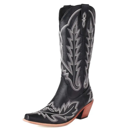 Loretta Cowgirl Boots - Resistant PU leather | Elegance & Stability - Yehaw