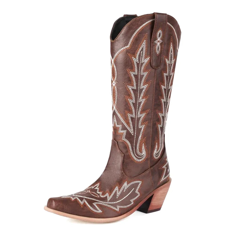 Loretta Cowgirl Boots - Resistant PU leather | Elegance & Stability - Yehaw