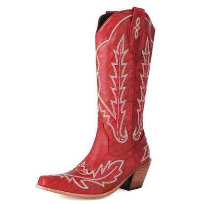 Loretta Cowgirl Boots - Resistant PU leather | Elegance & Stability - Yehaw