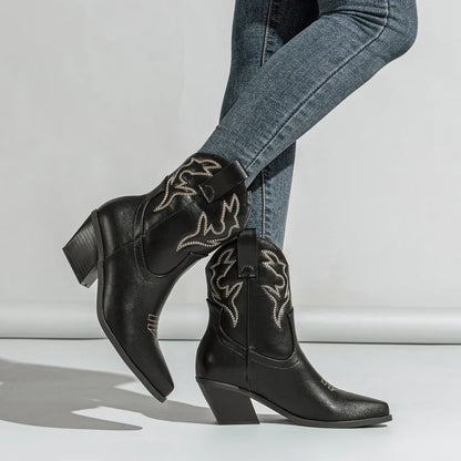 LYNN Cowgirl Boots - Resistant PU leather | Elegance & Stability - Yehaw