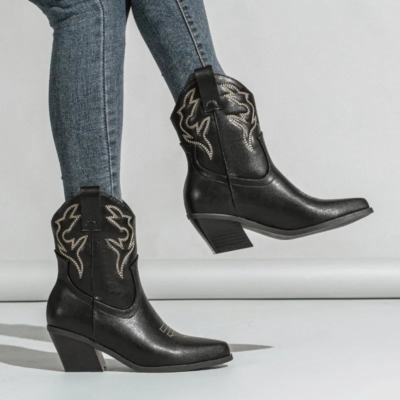 LYNN Cowgirl Boots - Resistant PU leather | Elegance & Stability - Yehaw
