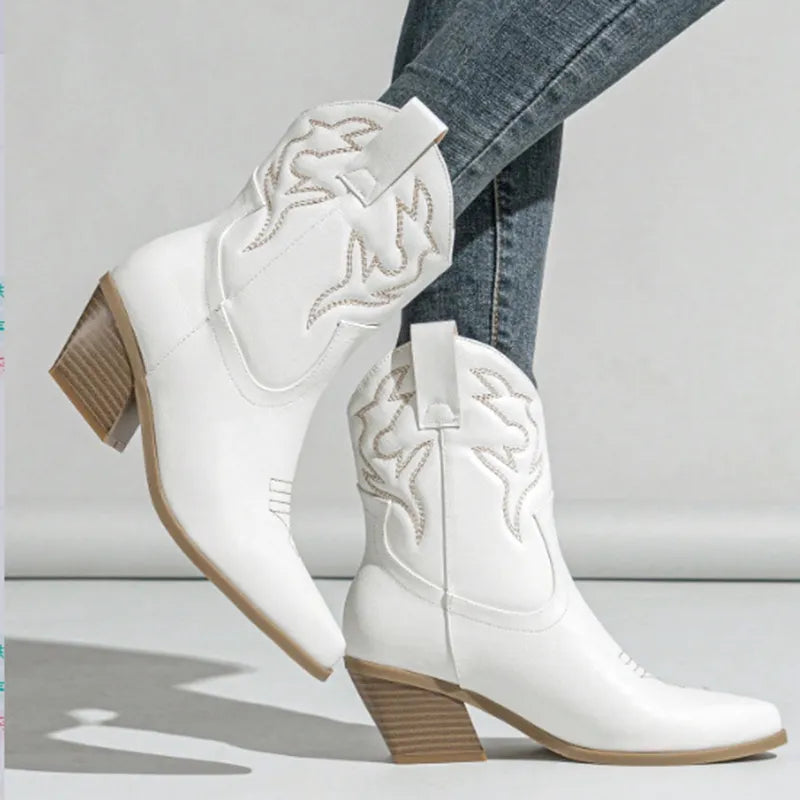 LYNN Cowgirl Boots - Resistant PU leather | Elegance & Stability - Yehaw