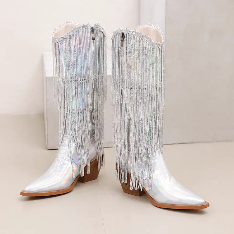 MAGGIE Cowgirl Boots - Yehaw | Silver - Yehaw