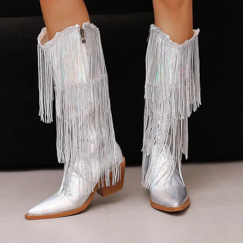 MAGGIE Cowgirl Boots - Yehaw | Silver - Yehaw