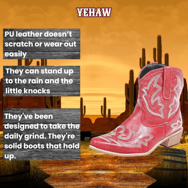 MARY Cowgirl Boots - Yehaw | Red & Brown