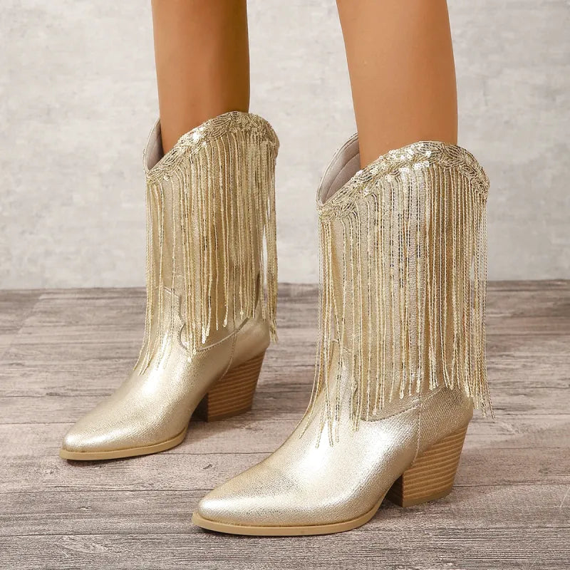 MATILDA Cowgirl Boots Fringe - Clog Heel | Top of the range comfort - Yehaw