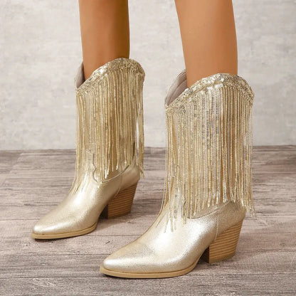 MATILDA Cowgirl Boots Fringe - Clog Heel | Top of the range comfort - Yehaw
