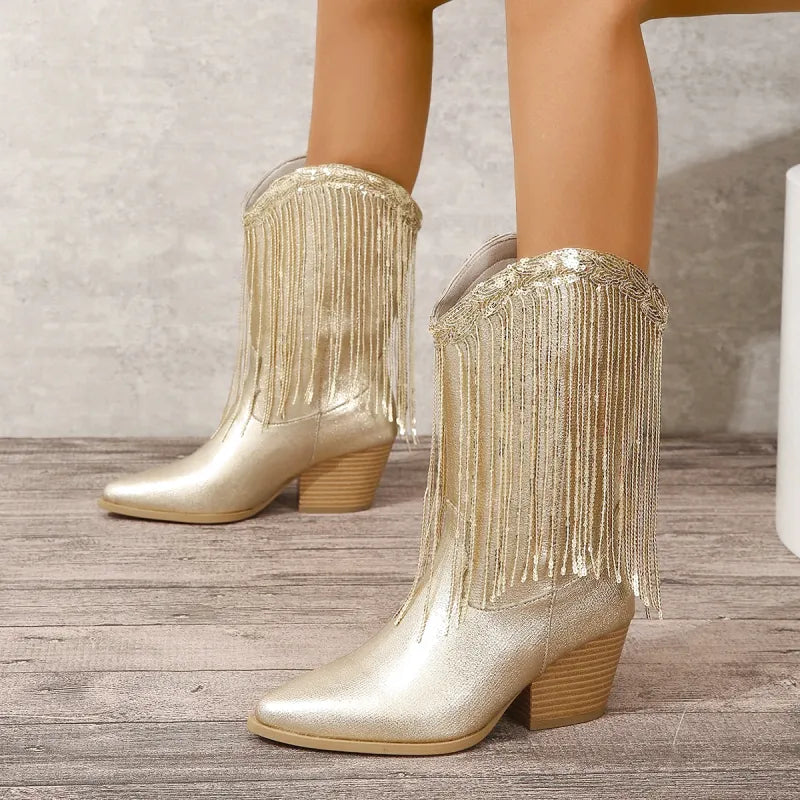MATILDA Cowgirl Boots Fringe - Clog Heel | Top of the range comfort - Yehaw