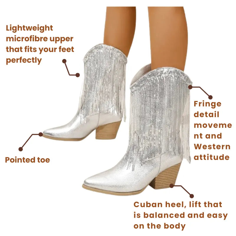 MATILDA Cowgirl Boots Fringe - Clog Heel | Top of the range comfort - Yehaw