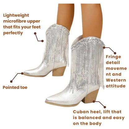 MATILDA Cowgirl Boots Fringe - Clog Heel | Top of the range comfort - Yehaw