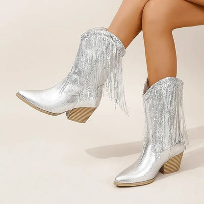 MATILDA Cowgirl Boots Fringe - Clog Heel | Top of the range comfort - Yehaw