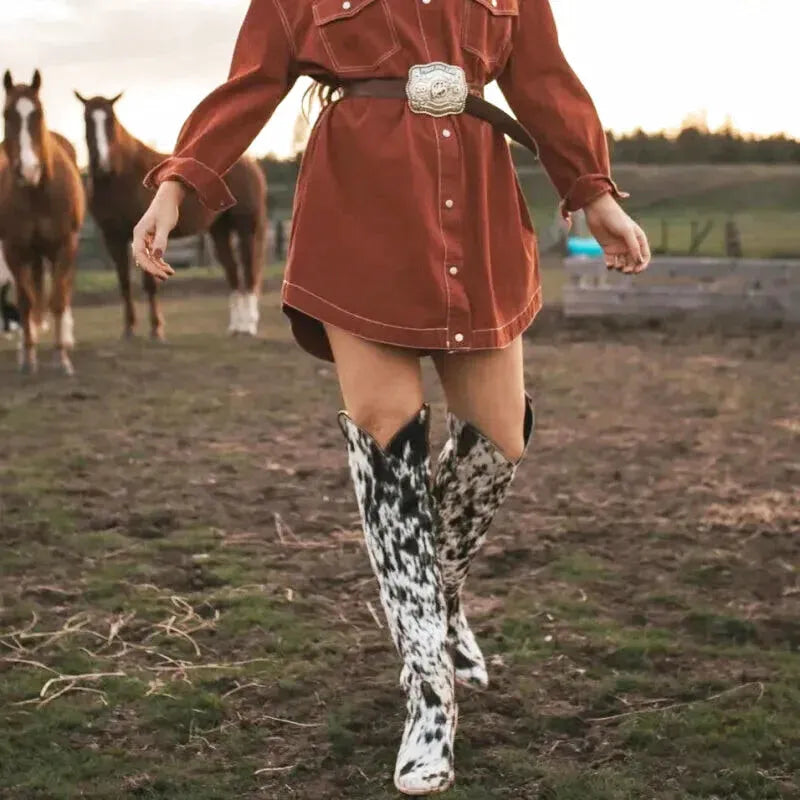 MILK Cowgirl Boots - Yehaw | Black & White - Yehaw