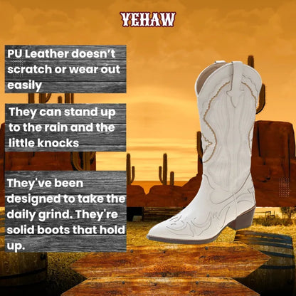 MOLLY Beige Cowgirl Boots - Yehaw