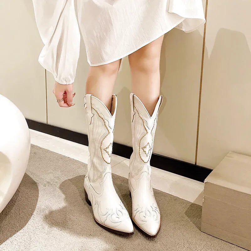 MOLLY Cowgirl Boots - Resistant PU leather | Elegance & Stability - Yehaw