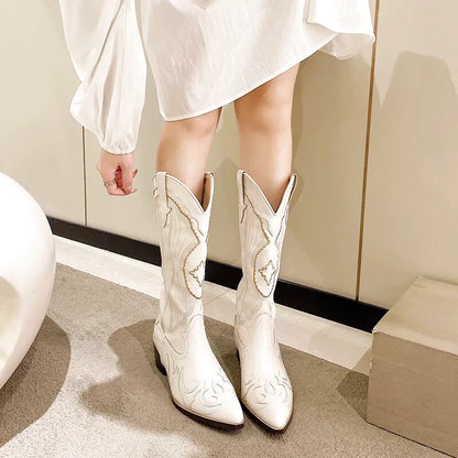 MOLLY Cowgirl Boots - Resistant PU leather | Elegance & Stability - Yehaw