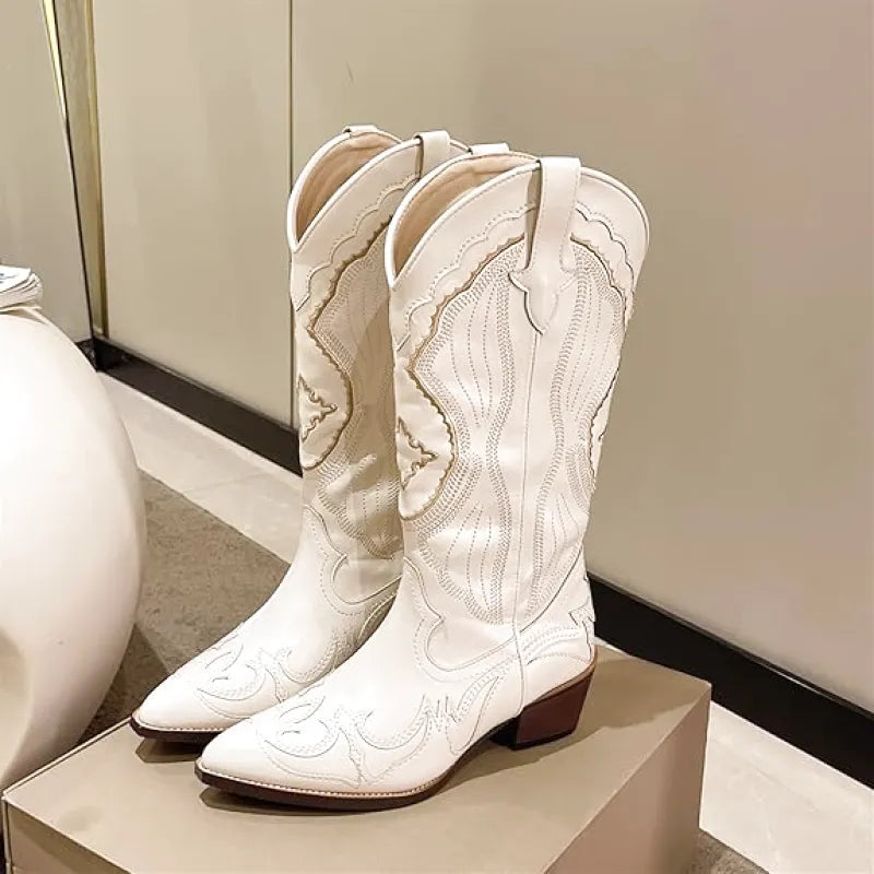 MOLLY Cowgirl Boots - Resistant PU leather | Elegance & Stability - Yehaw
