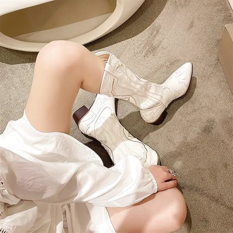 MOLLY Cowgirl Boots - Resistant PU leather | Elegance & Stability - Yehaw