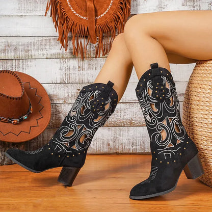 MONTANA Cowgirl Boots - Resistant PU leather | Elegance & Stability - Yehaw