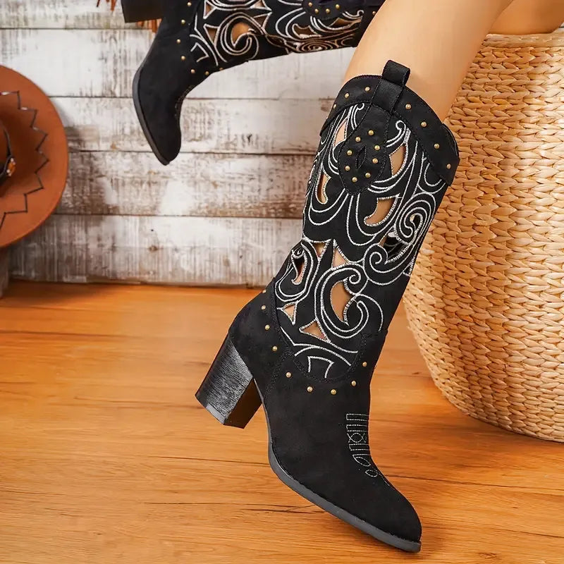 MONTANA Cowgirl Boots - Resistant PU leather | Elegance & Stability - Yehaw