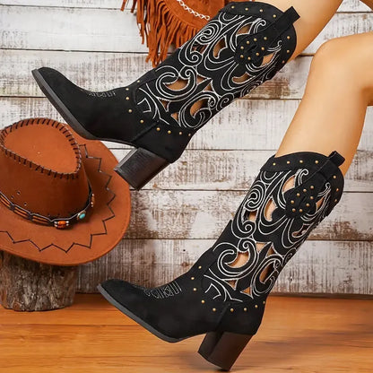 MONTANA Cowgirl Boots - Resistant PU leather | Elegance & Stability - Yehaw