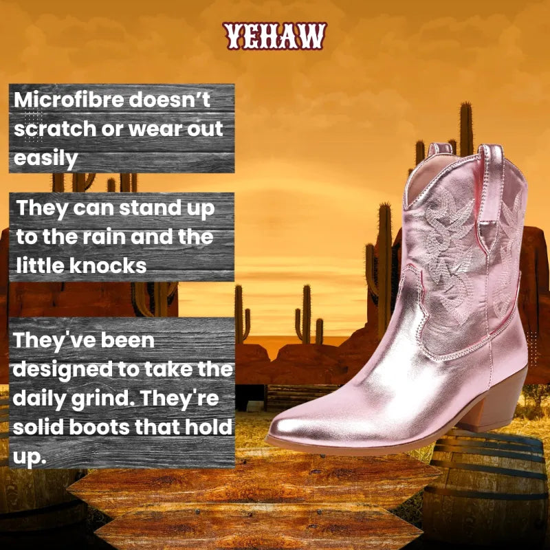 NELLIE Pink Cowgirl Boots - Yehaw