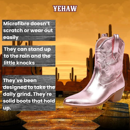 NELLIE Pink Cowgirl Boots - Yehaw