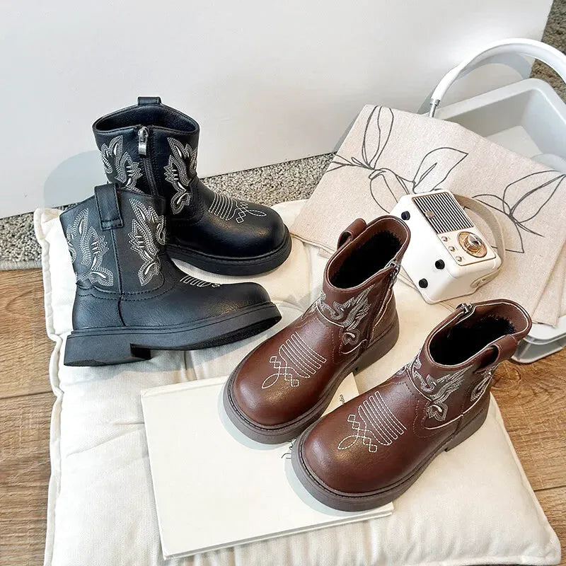 PERL Kids Cowboy Boots - Soft PU leather | Stable & Easy to slip on - Yehaw