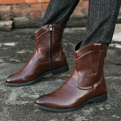 JIMMY Mens Cowboy Boots - PU Leather | Reliable & Clean Look