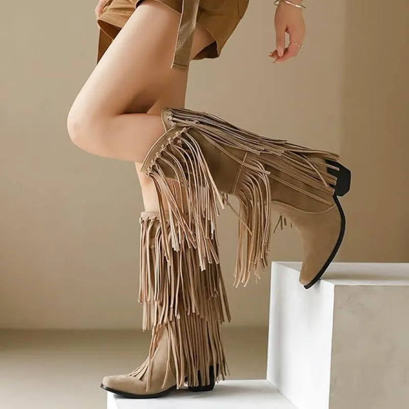 POPPY Cowgirl Boots Fringe - Soft lining | Elegance & Stability - Yehaw