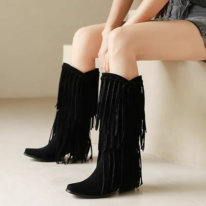 POPPY Cowgirl Boots Fringe - Soft lining | Elegance & Stability - Yehaw