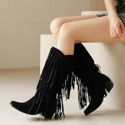 POPPY Cowgirl Boots Fringe - Soft lining | Elegance & Stability - Yehaw