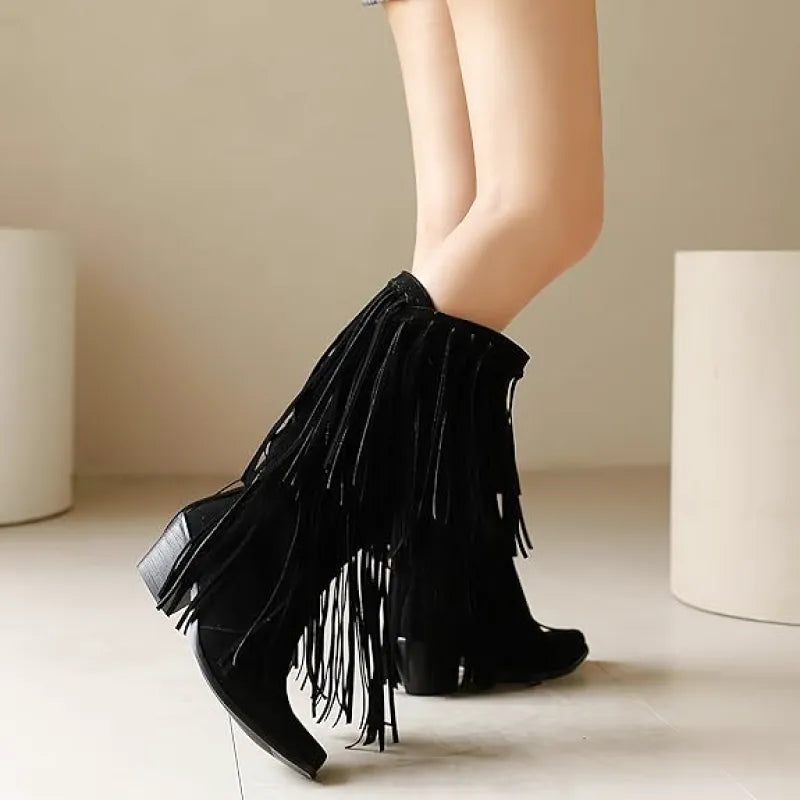POPPY Cowgirl Boots Fringe - Soft lining | Elegance & Stability - Yehaw