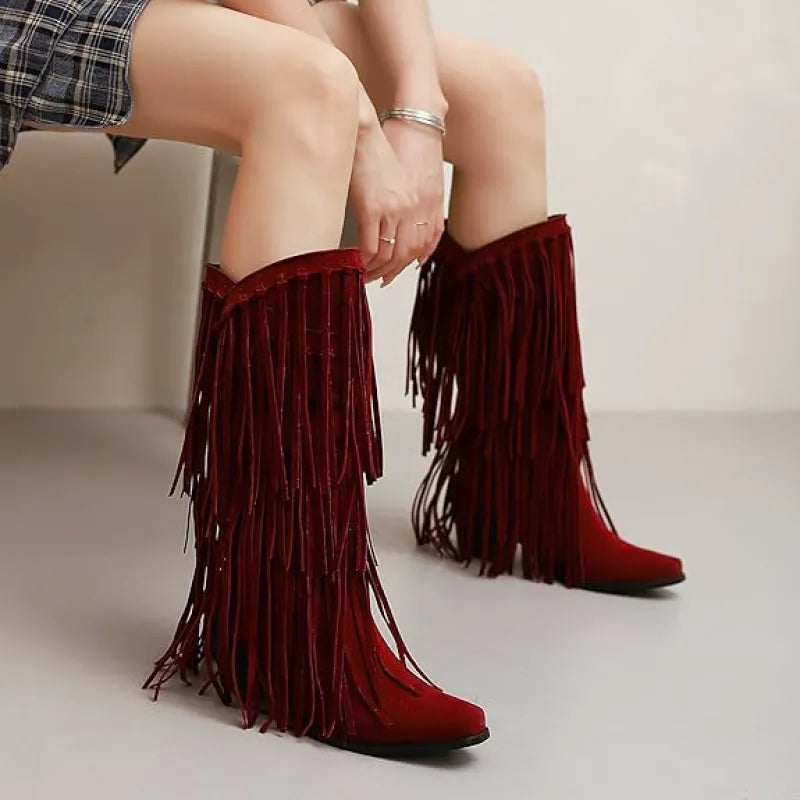 POPPY Cowgirl Boots Fringe - Soft lining | Elegance & Stability - Yehaw