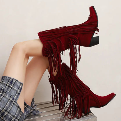 POPPY Cowgirl Boots Fringe - Soft lining | Elegance & Stability - Yehaw