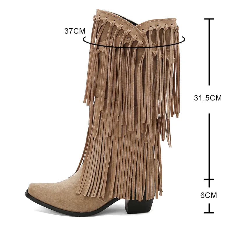 POPPY Cowgirl Boots Fringe - Soft lining | Elegance & Stability - Yehaw