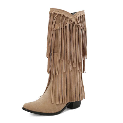 POPPY Cowgirl Boots Fringe - Soft lining | Elegance & Stability - Yehaw