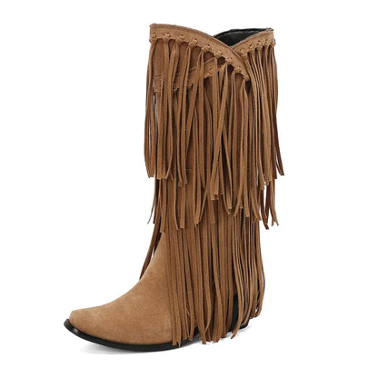 POPPY Cowgirl Boots Fringe - Soft lining | Elegance & Stability - Yehaw