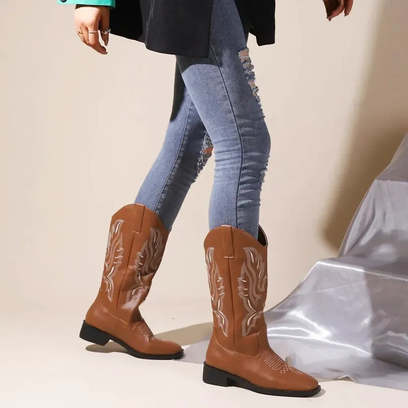 QUINN Cowgirl Boots - Resistant PU leather | Elegance & Stability - Yehaw