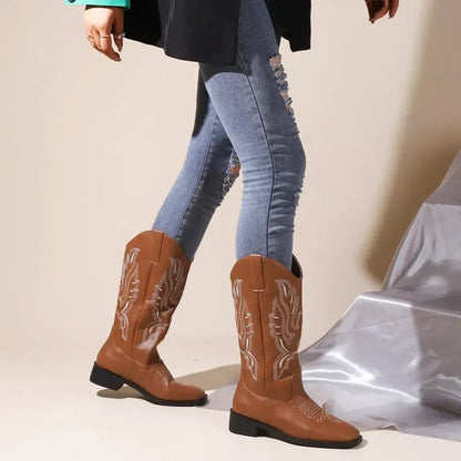 QUINN Cowgirl Boots - Resistant PU leather | Elegance & Stability - Yehaw