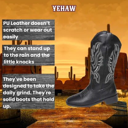 QUINN Cowgirl Boots - Yehaw | Black & Brown