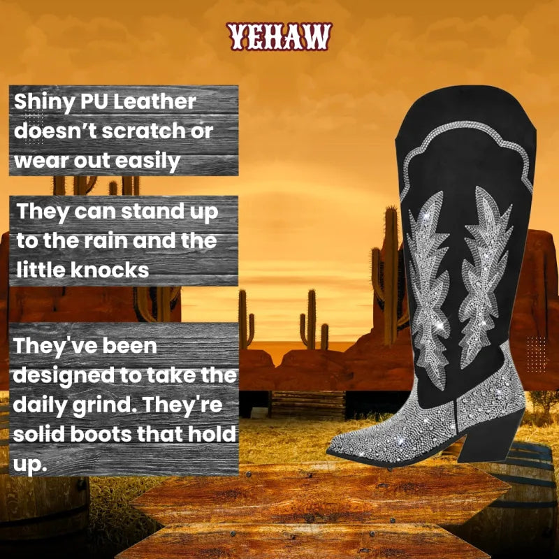 SADIE Cowgirl Boots - Yehaw | Shiny PU leather