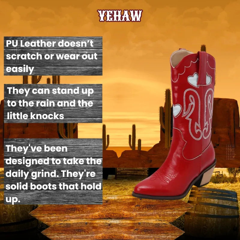 SALLY Cowgirl Boots - Yehaw | Red & Beige
