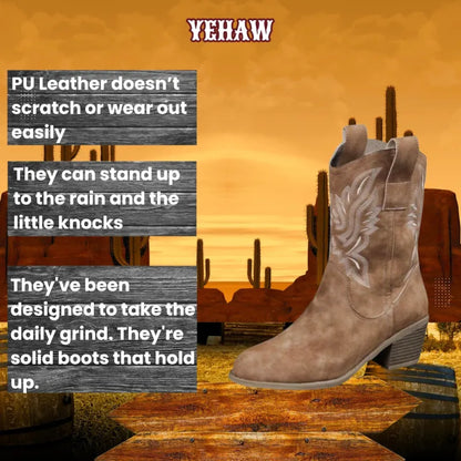 SANDY Brown Cowgirl Boots - Yehaw