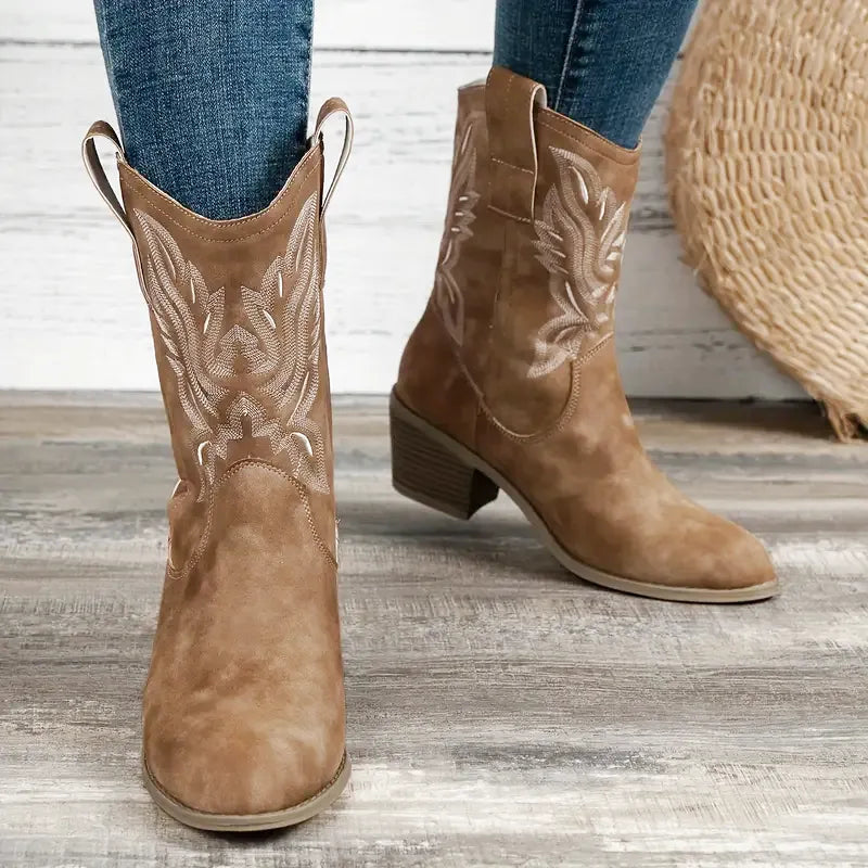 SANDY Cowgirl Boots - Resistant PU leather | Elegance & Stability - Yehaw