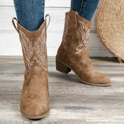SANDY Cowgirl Boots - Resistant PU leather | Elegance & Stability - Yehaw