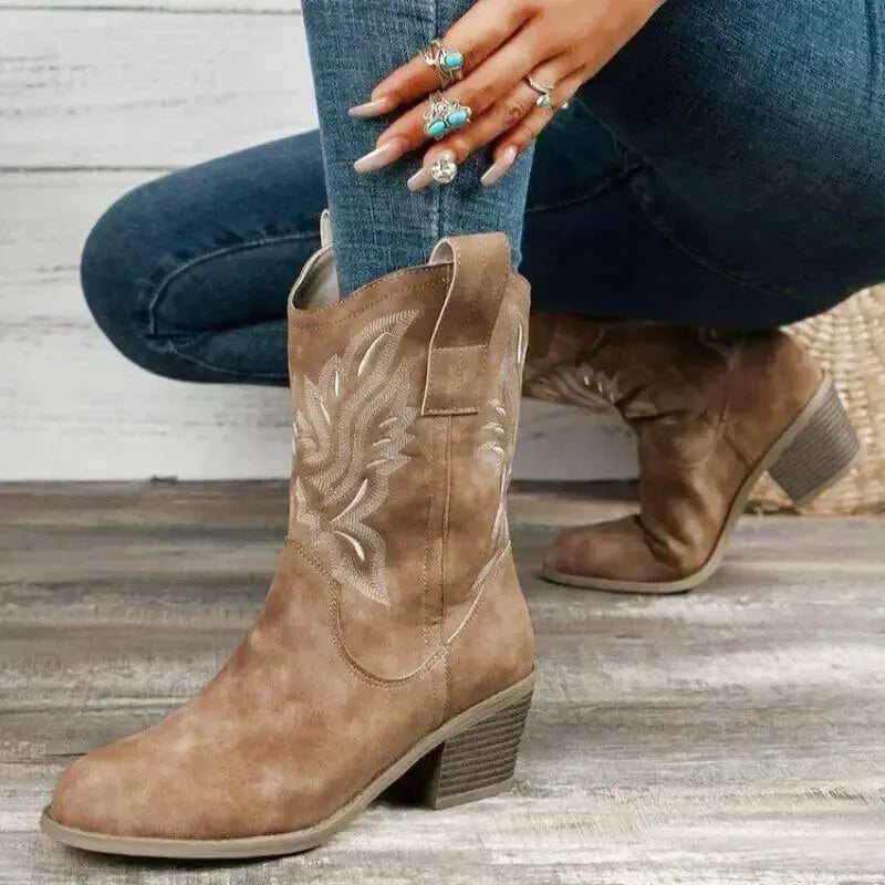 SANDY Cowgirl Boots - Resistant PU leather | Elegance & Stability - Yehaw