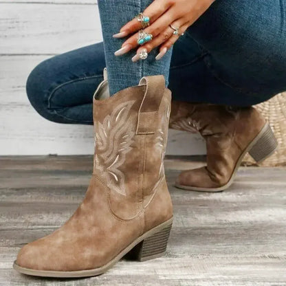 SANDY Cowgirl Boots - Resistant PU leather | Elegance & Stability - Yehaw