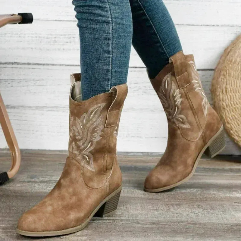 SANDY Cowgirl Boots - Resistant PU leather | Elegance & Stability - Yehaw