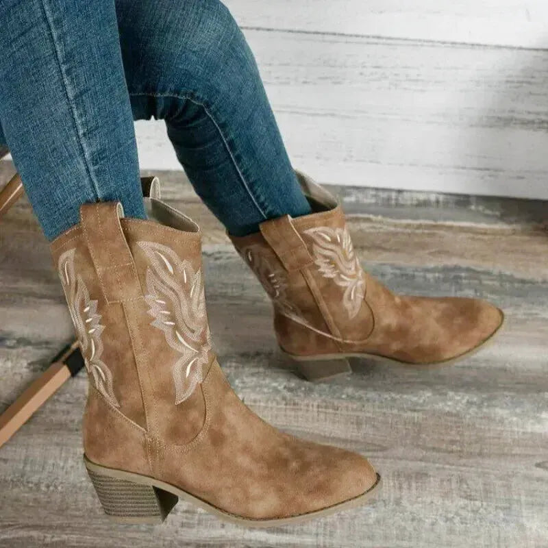 SANDY Cowgirl Boots - Resistant PU leather | Elegance & Stability - Yehaw